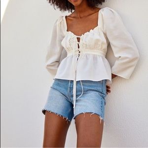 Brock Collection x HM Slim High Waist Denim Shorts
